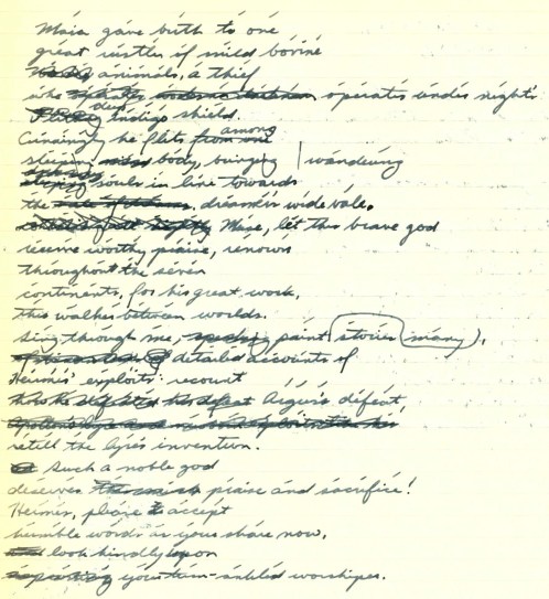 A very marked up version of the poem in text in this entry. Draft Zero