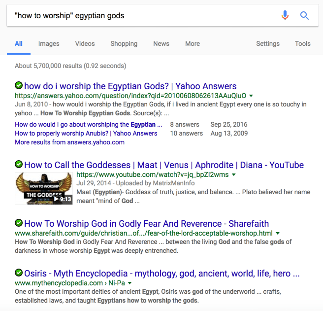 My search for how to worship Egyptian gods.
