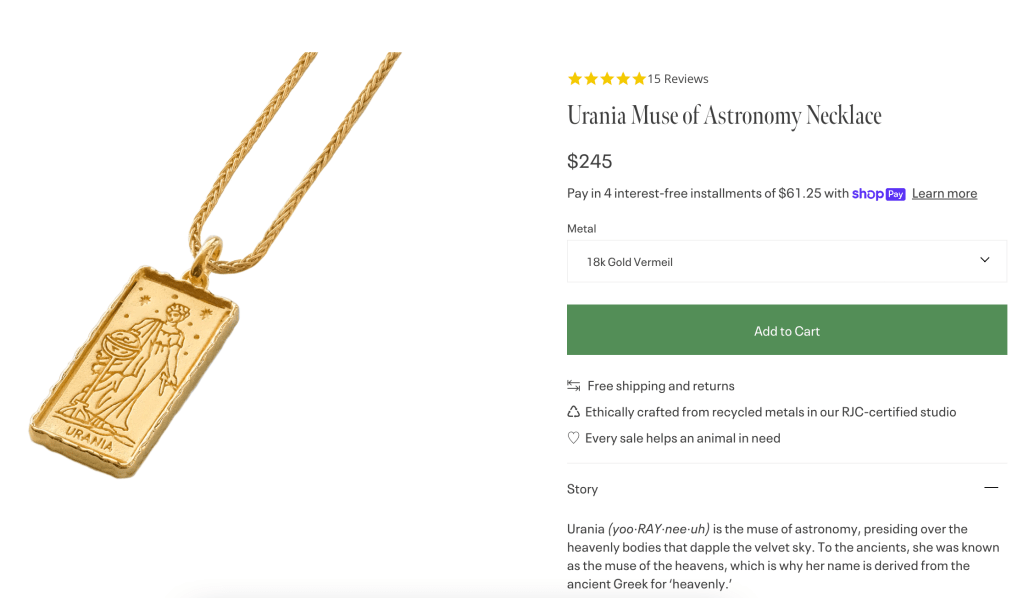 An image of the Ourania necklace.