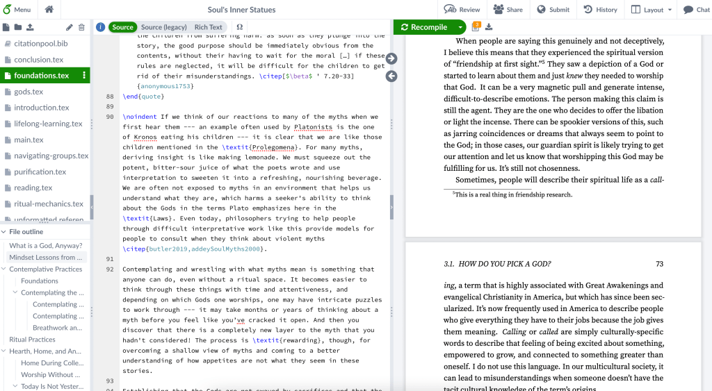 The Overleaf LaTeX editing environment. Credit: Kaye Boesme.